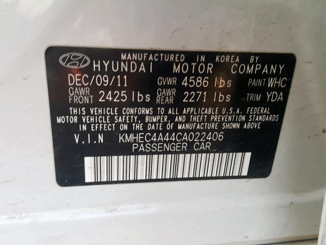 KMHEC4A44CA022406 - 2012 HYUNDAI SONATA HYBRID  photo 10