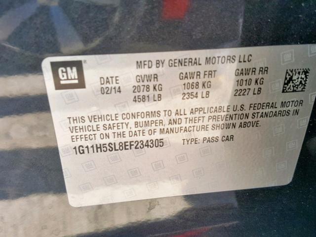 1G11H5SL8EF234305 - 2014 CHEVROLET MALIBU LTZ GRAY photo 10