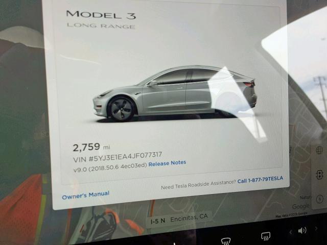 5YJ3E1EA4JF077317 - 2018 TESLA MODEL 3 SILVER photo 8