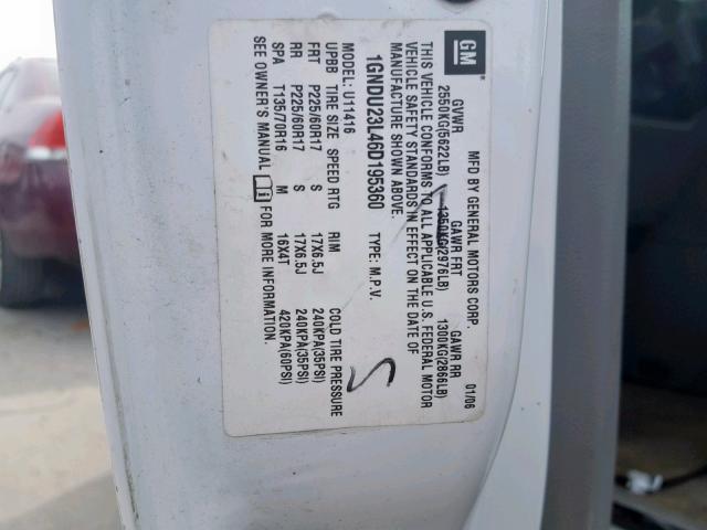 1GNDU23L46D195360 - 2006 CHEVROLET UPLANDER L 白色 照片 10