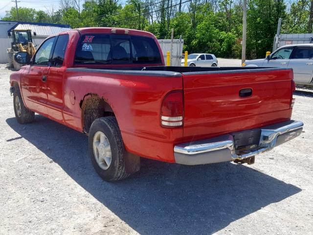 1B7GL23X7VS114941 - 1997 DODGE DAKOTA RED photo 3