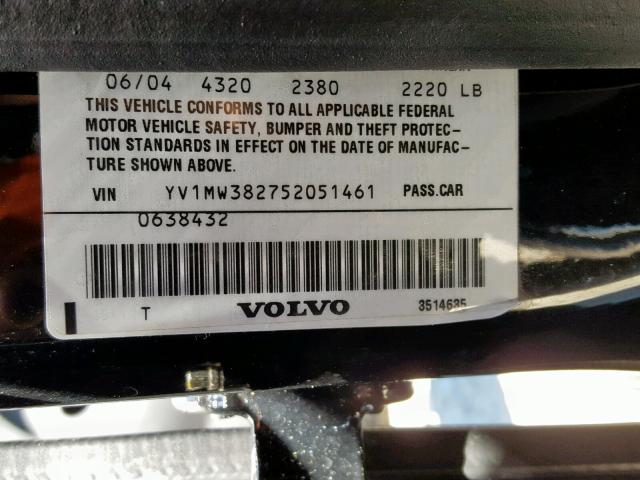 YV1MW382752051461 - 2005 VOLVO V50 2.4I BLACK photo 10