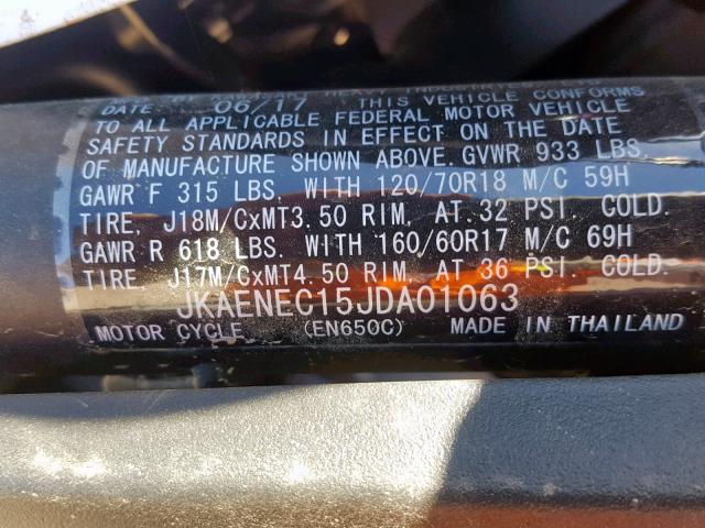 JKAENEC15JDA01063 - 2018 KAWASAKI EN650 C WHITE photo 10