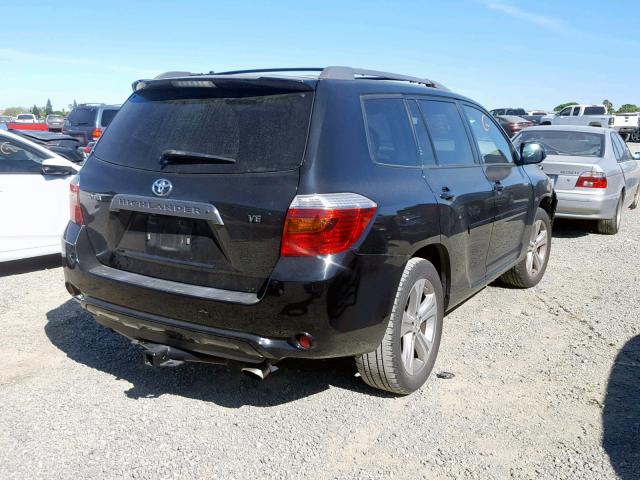 JTEDS43A682029263 - 2008 TOYOTA HIGHLANDER BLACK photo 4