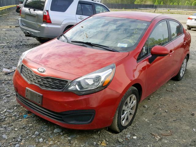 KNADM4A33E6384413 - 2014 KIA RIO LX RED photo 2