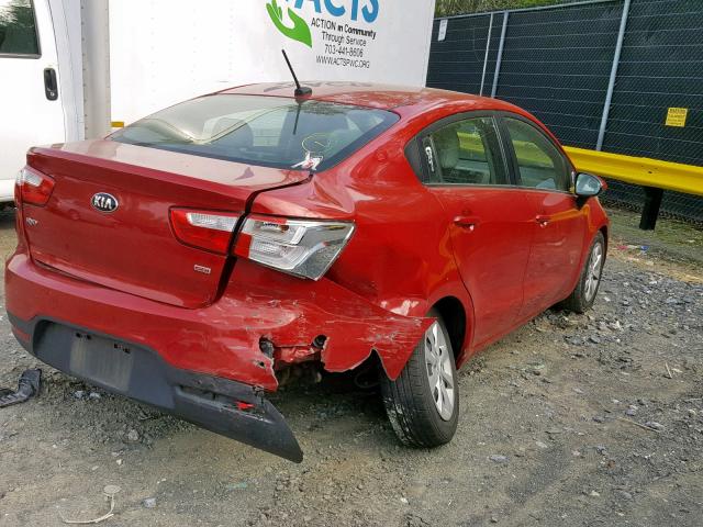 KNADM4A33E6384413 - 2014 KIA RIO LX RED photo 4