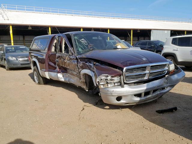 1D7GL42KX4S561186 - 2004 DODGE DAKOTA SLT MAROON photo 1