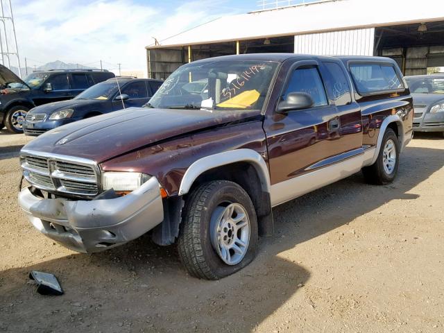 1D7GL42KX4S561186 - 2004 DODGE DAKOTA SLT MAROON photo 2