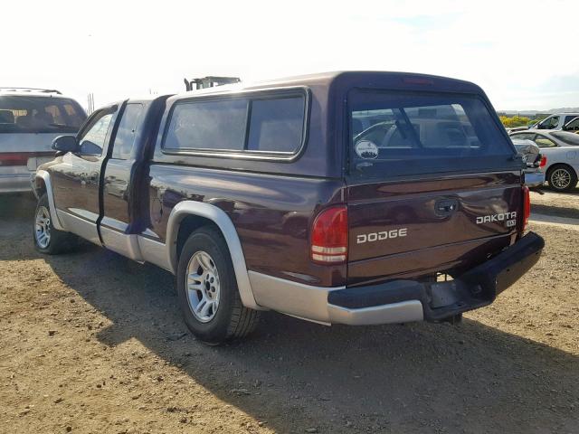 1D7GL42KX4S561186 - 2004 DODGE DAKOTA SLT MAROON photo 3