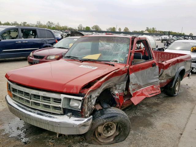 1B7FL26X3MS226318 - 1991 DODGE DAKOTA RED photo 2