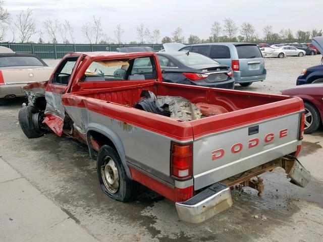 1B7FL26X3MS226318 - 1991 DODGE DAKOTA RED photo 3