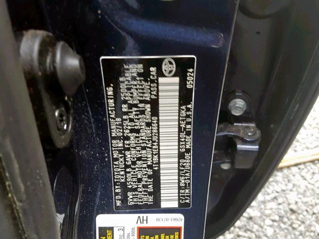 4T1BK1EB4JU286640 - 2018 TOYOTA AVALON XLE BLUE photo 10