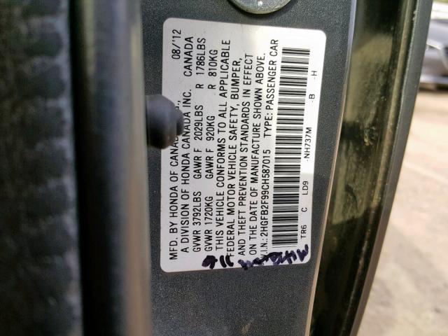 2HGFB2F99CH587015 - 2012 HONDA CIVIC EXL Boz foto 10