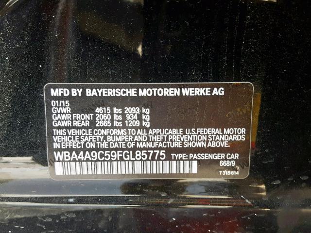 WBA4A9C59FGL85775 - 2015 BMW 428 I BLACK photo 10