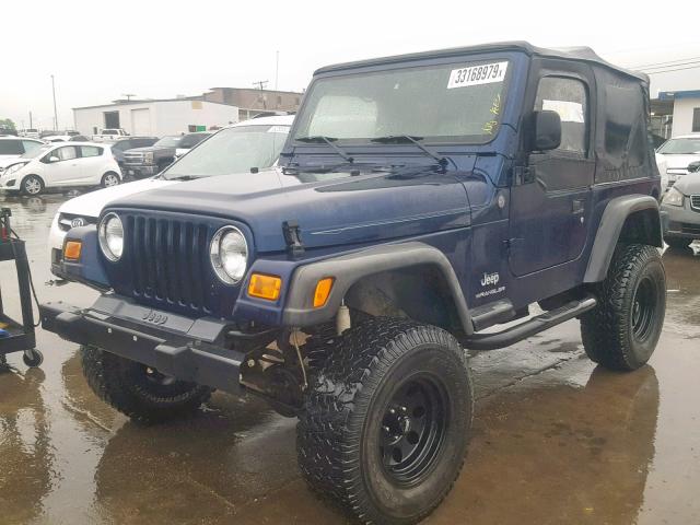 1J4FA29194P732312 - 2004 JEEP WRANGLER / BLUE photo 2