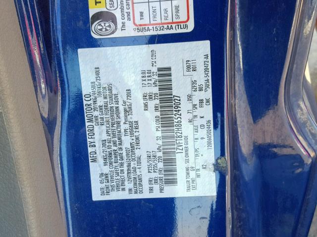 1ZVFT82H865249027 - 2006 FORD MUSTANG GT BLUE photo 10