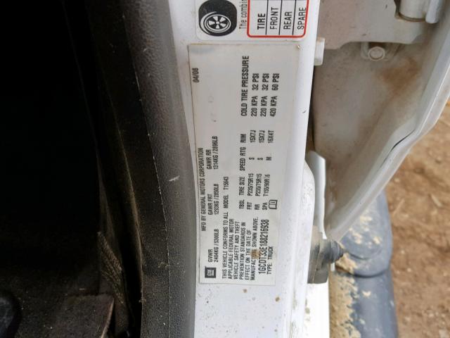 1GCDT33E188216938 - 2008 CHEVROLET COLORADO L WHITE photo 10