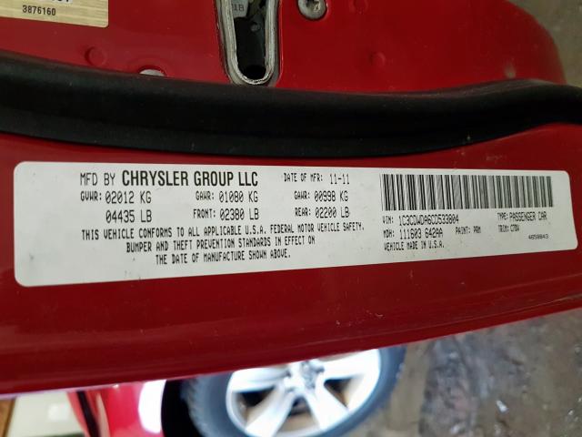 1C3CDWDA6CD533804 - 2012 DODGE CALIBER SXT  photo 10