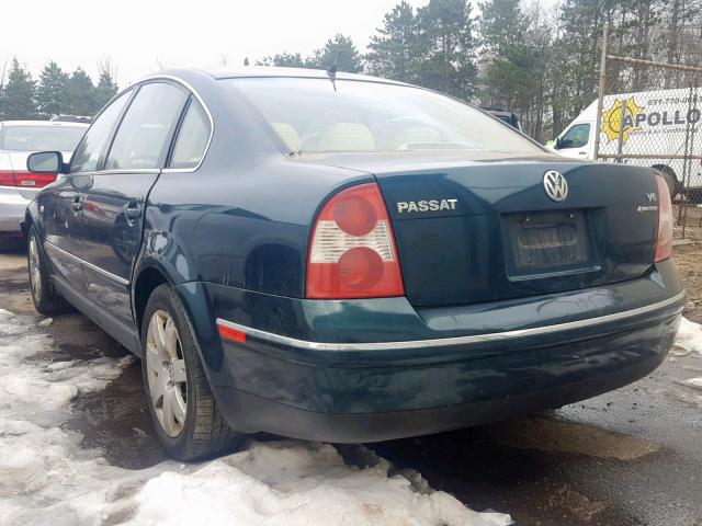 WVWTH63B42P233458 - 2002 VOLKSWAGEN PASSAT GLX GREEN photo 3