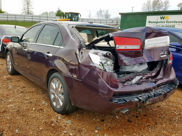 3LNDL2L38CR837217 - 2012 LINCOLN MKZ HYBRID BURGUNDY photo 3