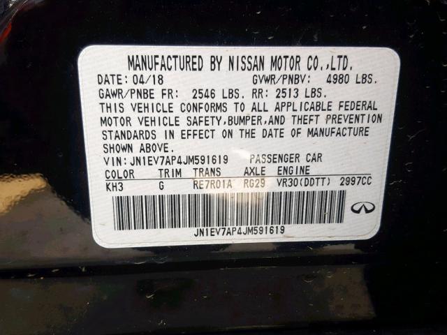 JN1EV7AP4JM591619 - 2018 INFINITI Q50 LUXE BLACK photo 10