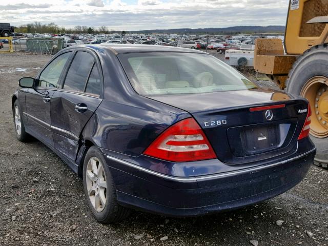 WDBRF92H07F902117 - 2007 MERCEDES-BENZ C 280 4MAT BLUE photo 3