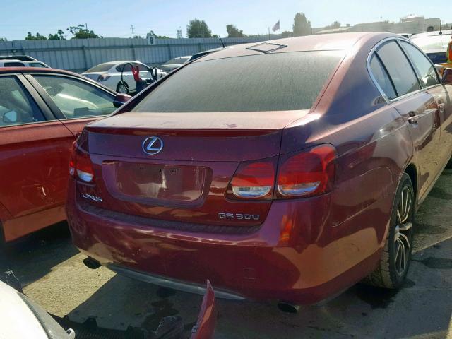 JTHBH96S765011439 - 2006 LEXUS GS 300 RED photo 4