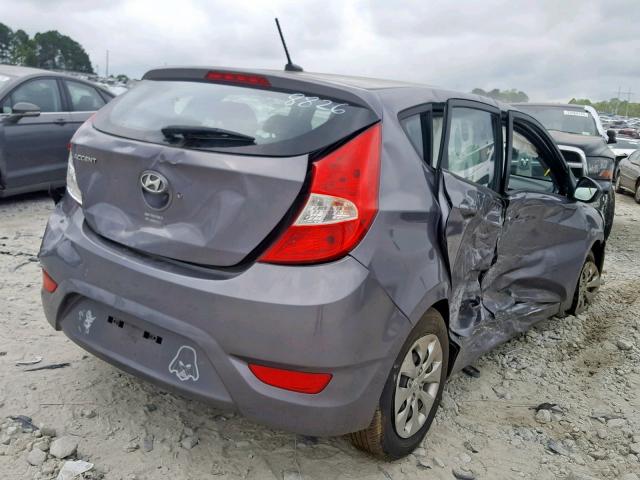 KMHCT5AE2FU208826 - 2015 HYUNDAI ACCENT GS GRAY photo 4