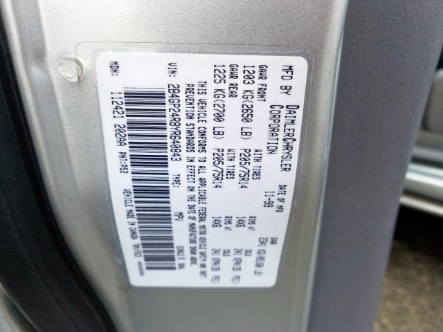 2B4GP24R8YR640843 - 2000 DODGE GRAND CARAVAN  photo 10