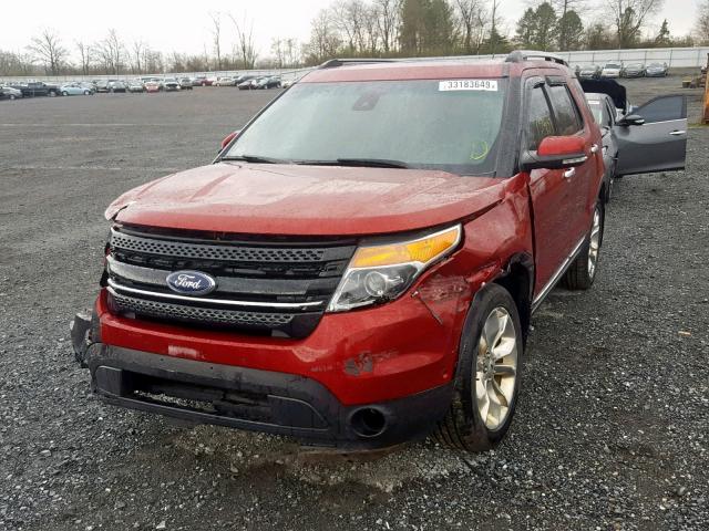 1FM5K8F82FGB05419 - 2015 FORD EXPLORER L RED photo 2