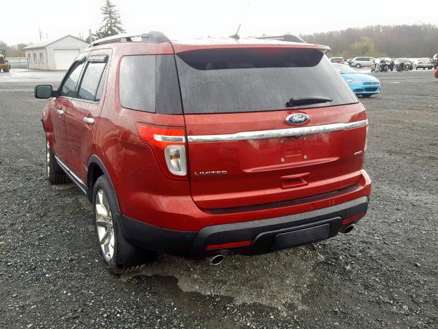 1FM5K8F82FGB05419 - 2015 FORD EXPLORER L RED photo 3