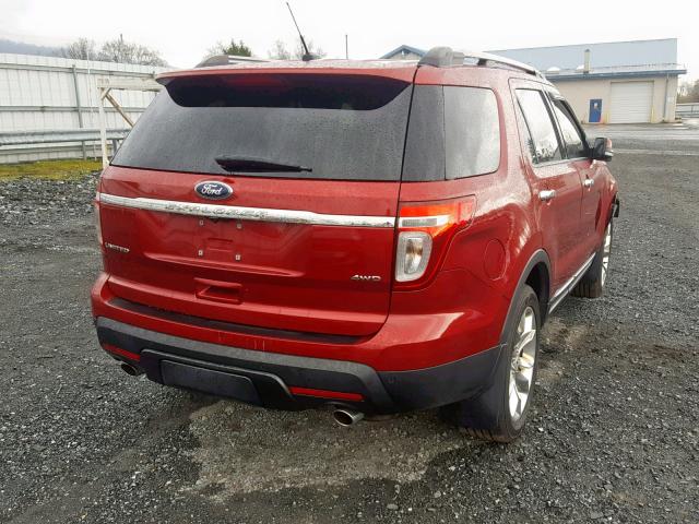 1FM5K8F82FGB05419 - 2015 FORD EXPLORER L RED photo 4