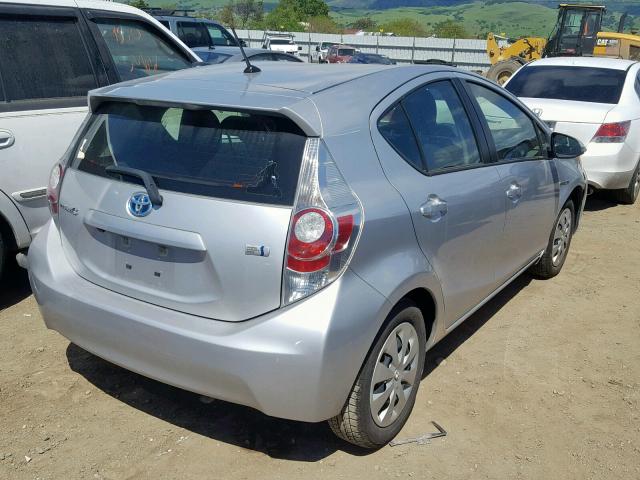 JTDKDTB30E1559586 - 2014 TOYOTA PRIUS C SILVER photo 4