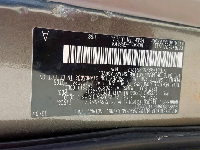 5TDBT48A76S261247 - 2006 TOYOTA SEQUOIA LI SILVER photo 10