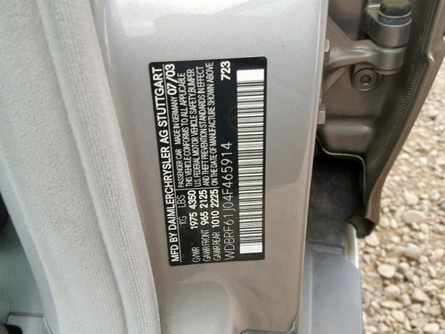 WDBRF61J04F465914 - 2004 MERCEDES-BENZ C 240 GRAY photo 10