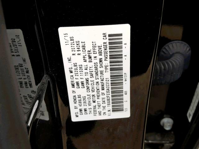 19UUB2F53GA003121 - 2016 ACURA TLX TECH BLACK photo 10