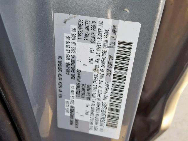 JM1CR2WL5A0372452 - 2010 MAZDA 5 SILVER photo 10