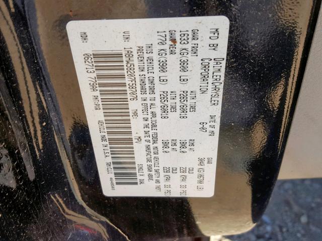 1A8HW58207F587076 - 2007 CHRYSLER ASPEN LIMI BLACK photo 10