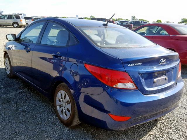 KMHCT4AE0GU990393 - 2016 HYUNDAI ACCENT SE BLUE photo 3