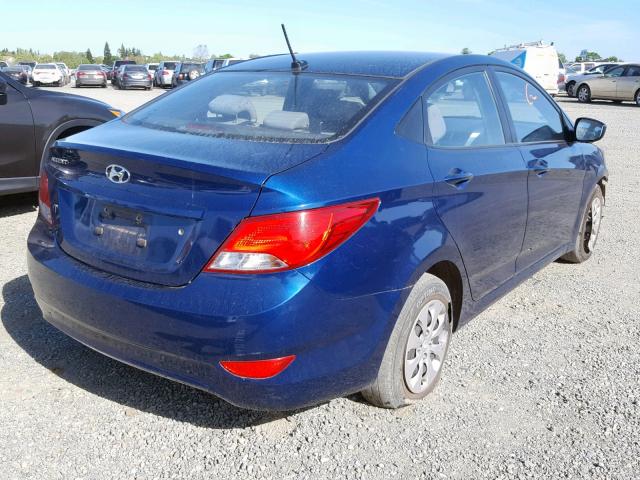 KMHCT4AE0GU990393 - 2016 HYUNDAI ACCENT SE BLUE photo 4