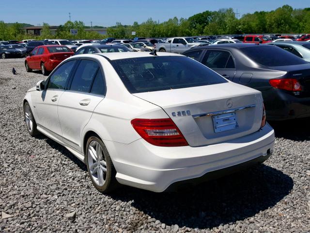 WDDGF4HB2CA608844 - 2012 MERCEDES-BENZ C 250 WHITE photo 3