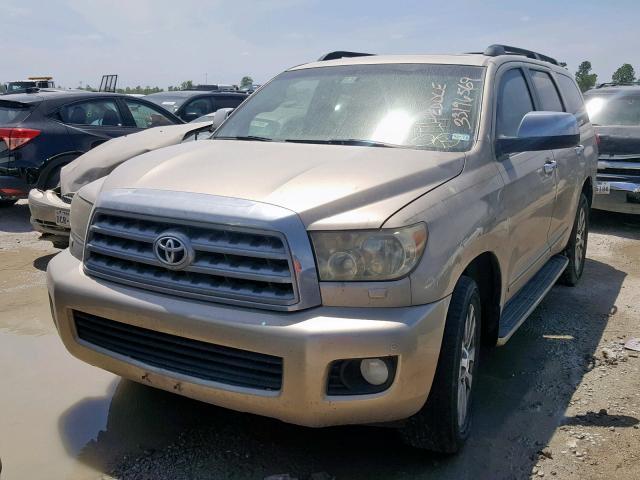 5TDBY68A28S002181 - 2008 TOYOTA SEQUOIA LI BEIGE photo 2