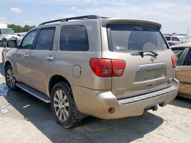 5TDBY68A28S002181 - 2008 TOYOTA SEQUOIA LI BEIGE photo 3