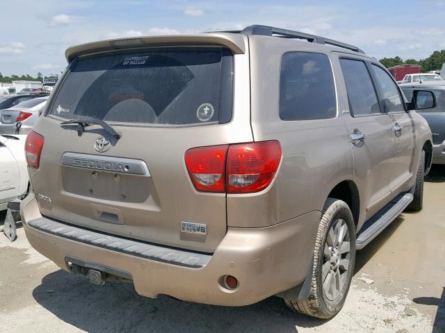 5TDBY68A28S002181 - 2008 TOYOTA SEQUOIA LI BEIGE photo 4