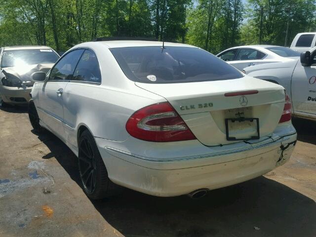 WDBTJ65J15F148496 - 2005 MERCEDES-BENZ CLK 320C WHITE photo 3