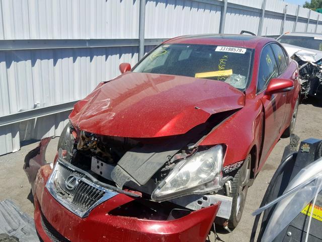 JTHBK262295100574 - 2009 LEXUS IS 250 BURGUNDY photo 2