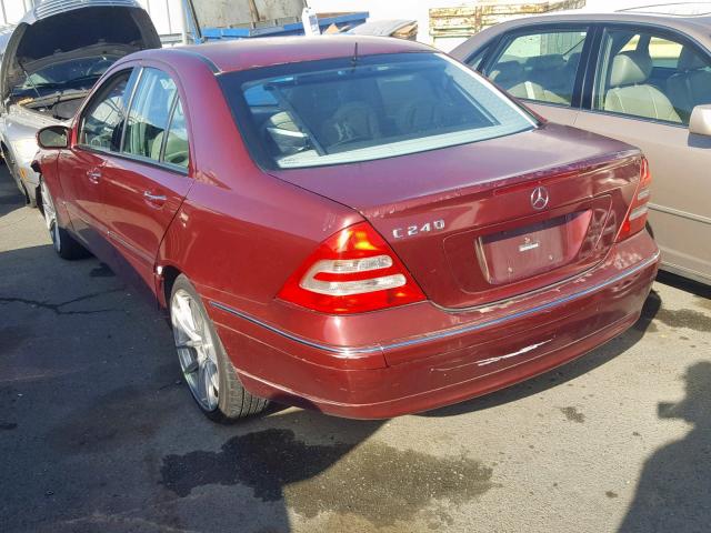 WDBRF61J52F231426 - 2002 MERCEDES-BENZ C 240 RED photo 3