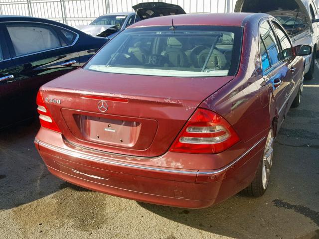 WDBRF61J52F231426 - 2002 MERCEDES-BENZ C 240 RED photo 4