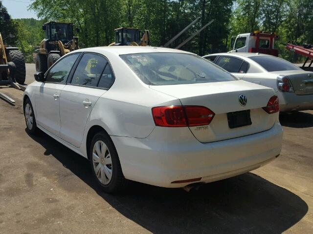 3VW2K7AJ4CM394409 - 2012 VOLKSWAGEN JETTA BASE Սպիտակ լուսանկար 3