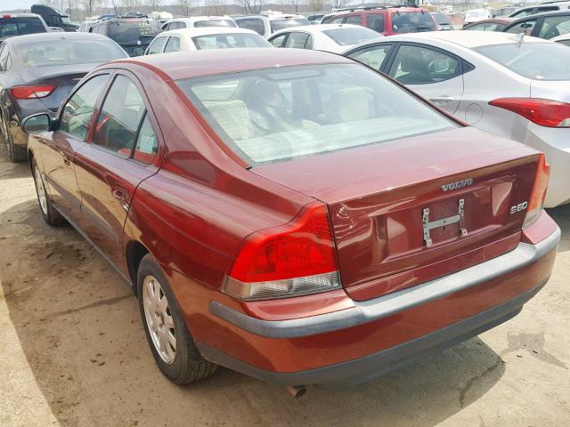 YV1RS61R712018027 - 2001 VOLVO S60 MAROON photo 3